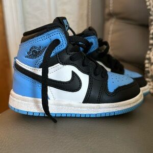 Blue white and black Jordan’s for toddler